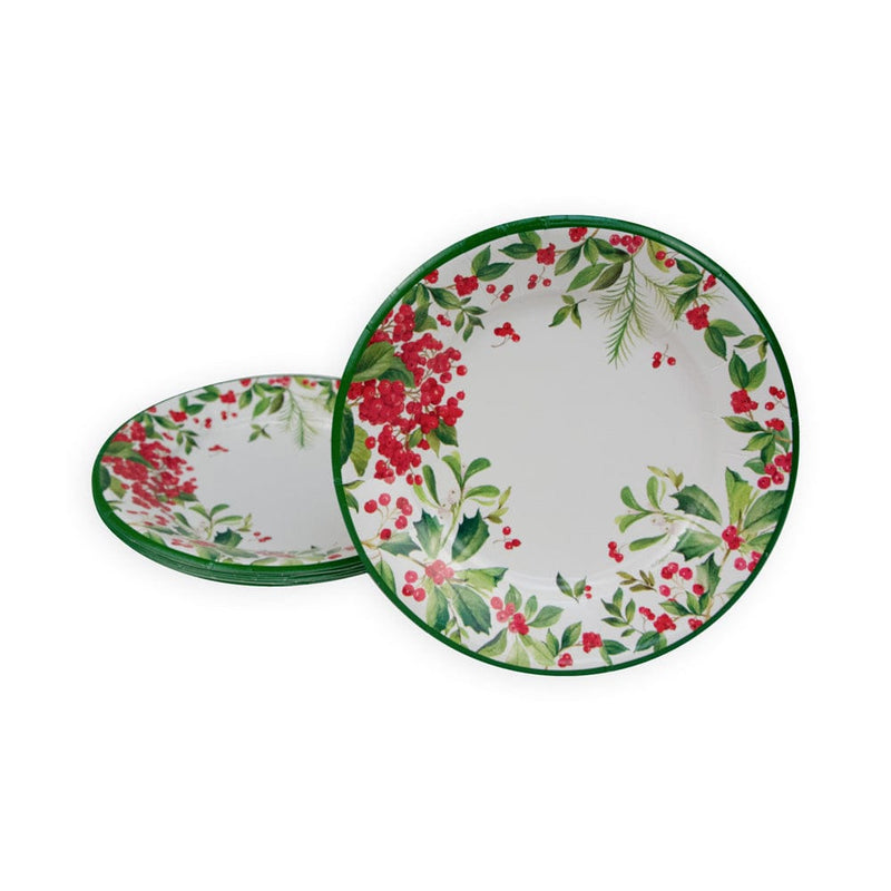 Caspari Holly Chintz White Salad & Dessert Plates - 8 Per Package