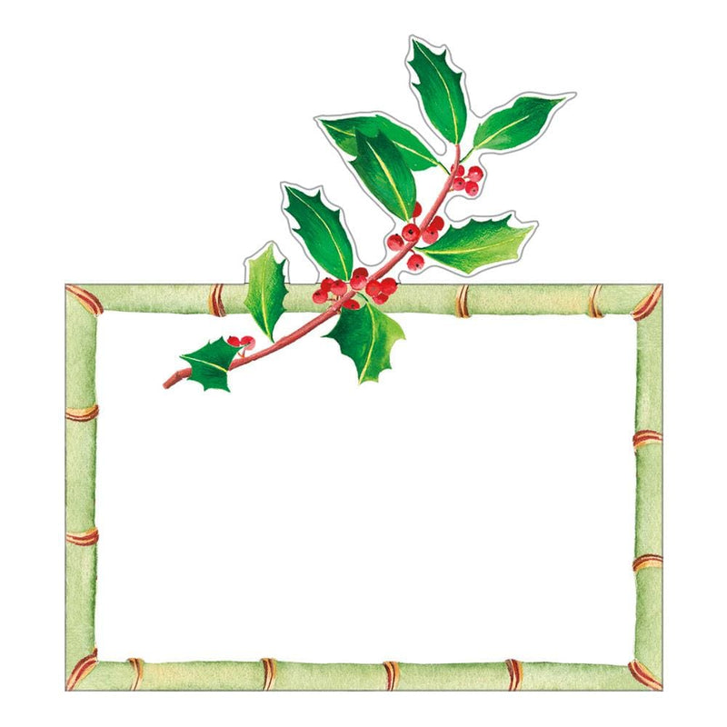 Caspari Holly Trellis Die-Cut Place Cards - 8 Per Package