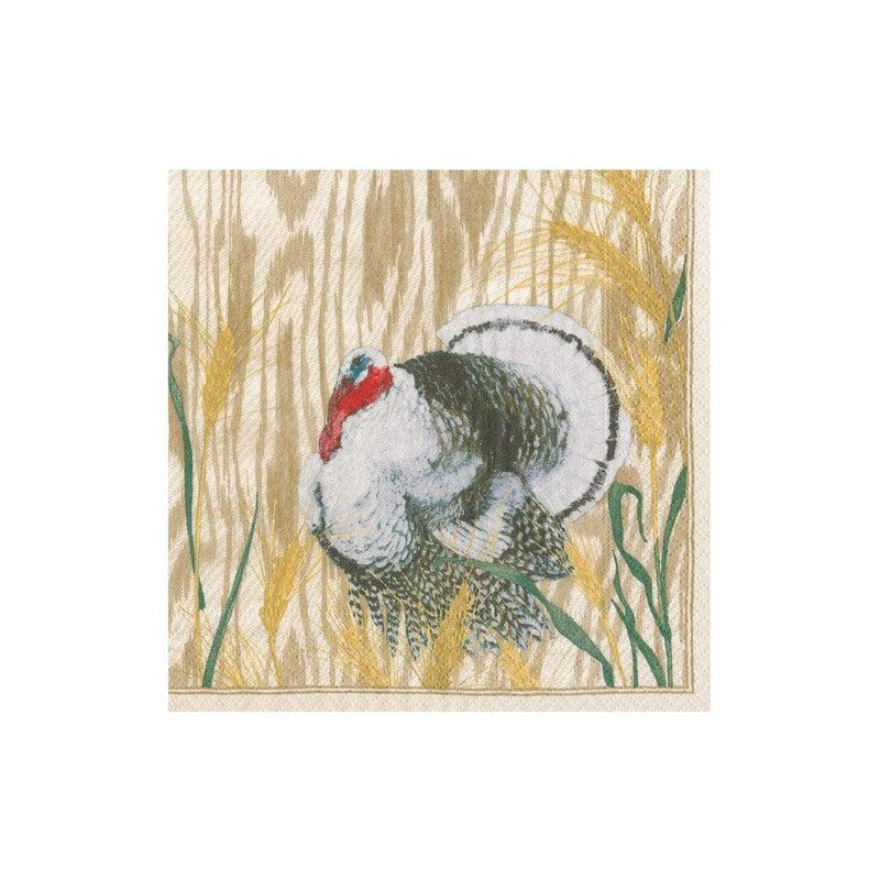 caspari Homestead Turkey Taupe Boxed Cocktail Napkins - 40 Per Box