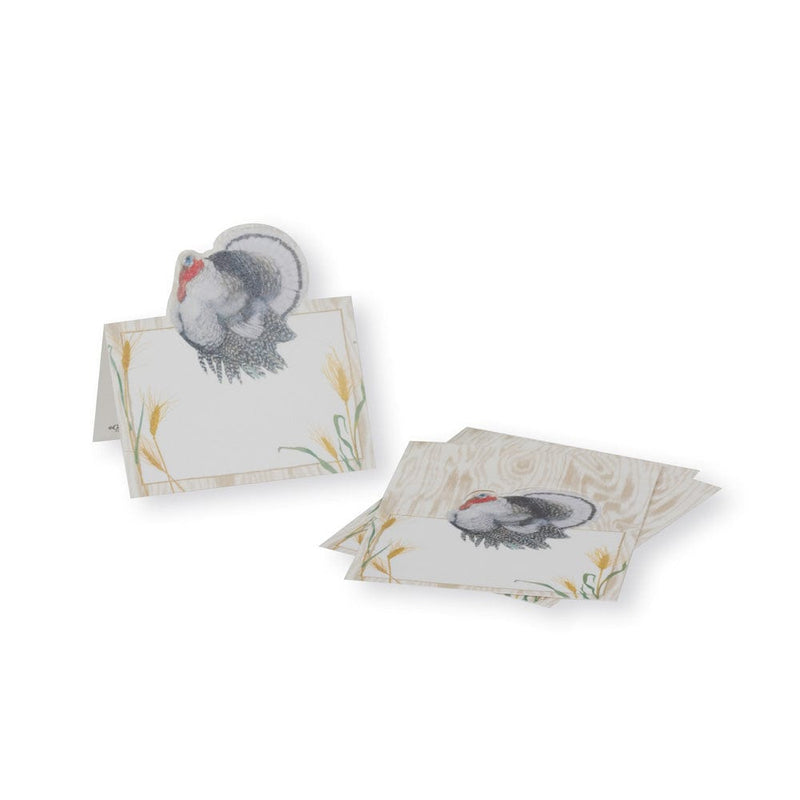 Caspari Homestead Turkey Taupe Die-Cut Place Cards - 8 Per Package