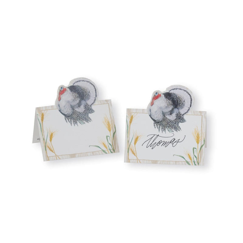 caspari Homestead Turkey Taupe Die-Cut Place Cards - 8 Per Package