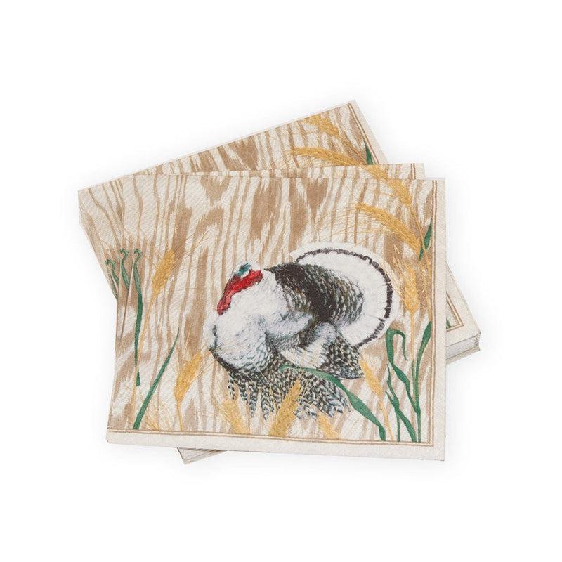 Caspari Homestead Turkey Taupe Luncheon Napkins - 20 Per Package