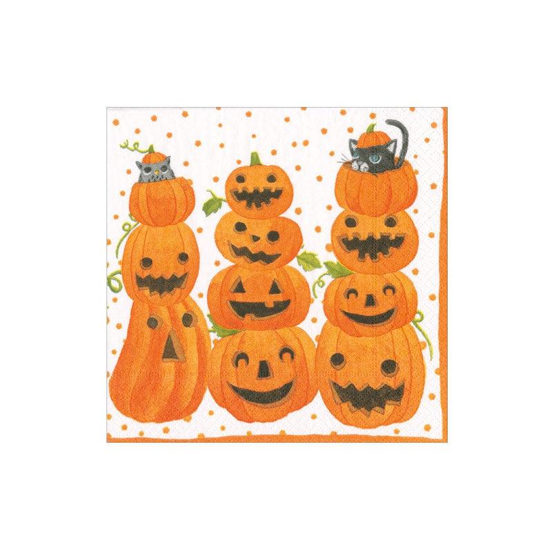 Caspari Jack O'lanterns Paper Cocktail Napkins - 20 Per Package