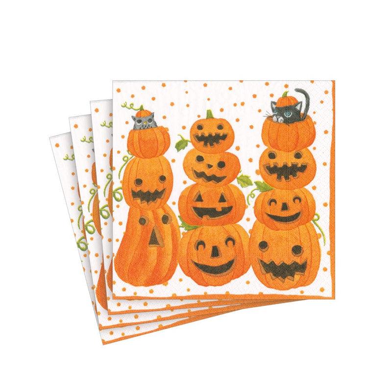 caspari Jack O'lanterns Paper Cocktail Napkins - 20 Per Package