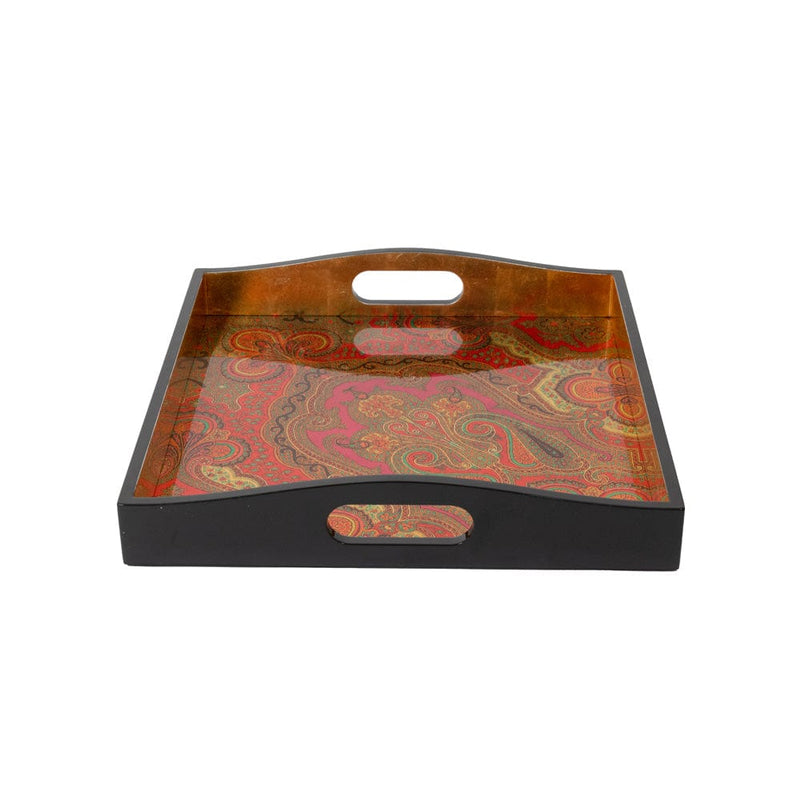 Caspari Jaipur Fuchsia Lacquer Square Tray - 14" Square