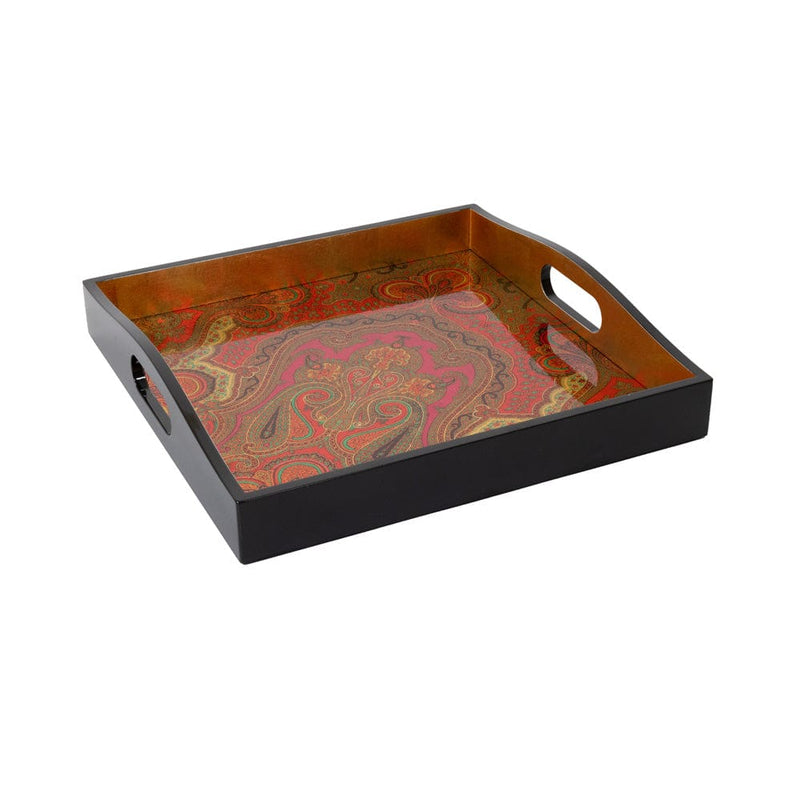 caspari Jaipur Fuchsia Lacquer Square Tray - 14" Square