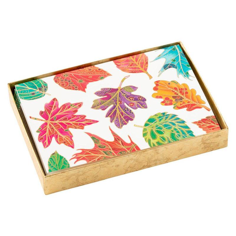 Caspari Jeweled Autumn Boxed Note Cards - 8 Note Cards & 8 Envelopes