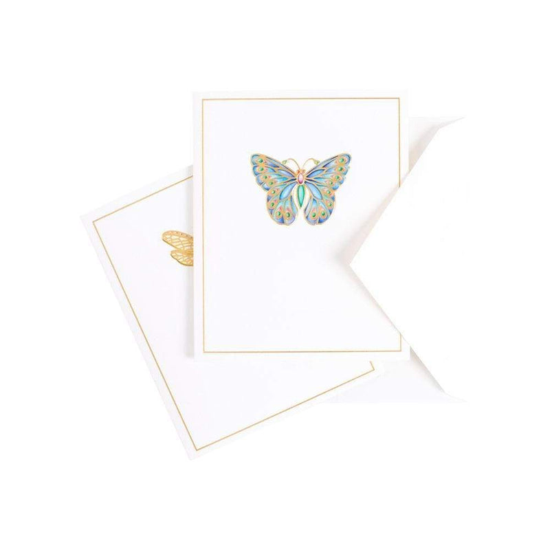 Caspari Jeweled Insects Foil Embossed Assorted Boxed Note Cards - 10 Note Cards & 10 Envelopes