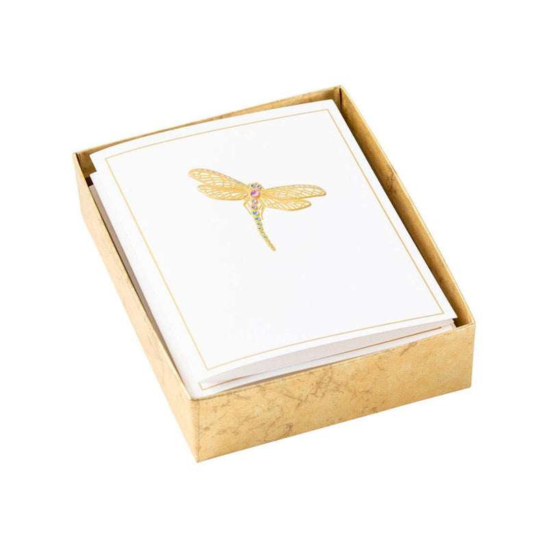 Caspari Jeweled Insects Foil Embossed Assorted Boxed Note Cards - 10 Note Cards & 10 Envelopes