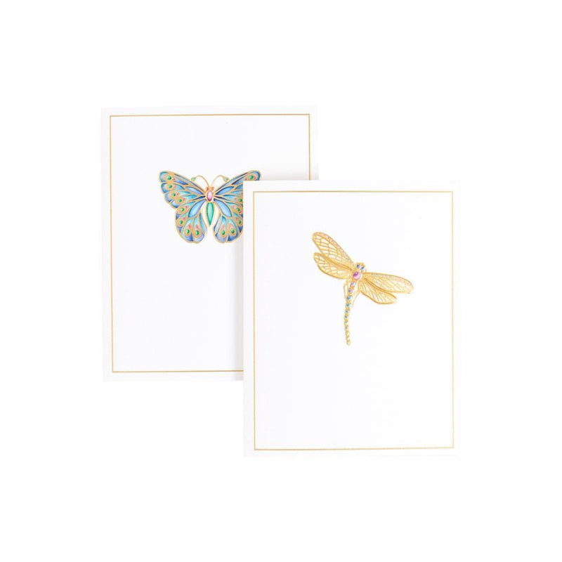 caspari Jeweled Insects Foil Embossed Assorted Boxed Note Cards - 10 Note Cards & 10 Envelopes