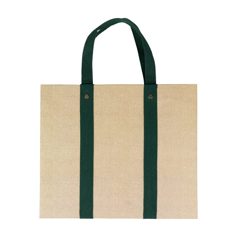 Caspari Jute And Twill Large Natural & Hunter Gift Bags - One Gift Bag Included