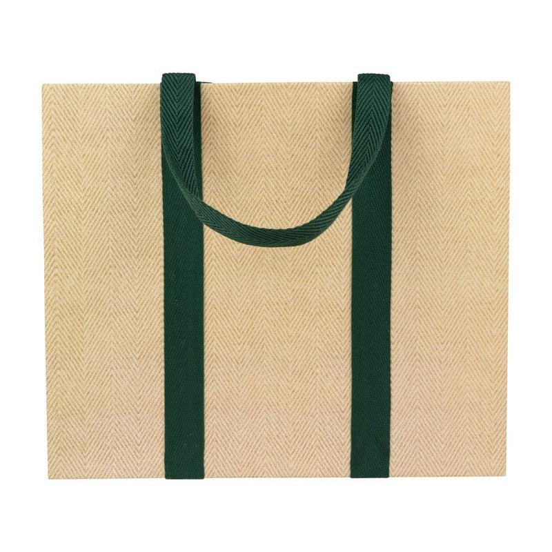 caspari Jute And Twill Large Natural & Hunter Gift Bags - One Gift Bag Included