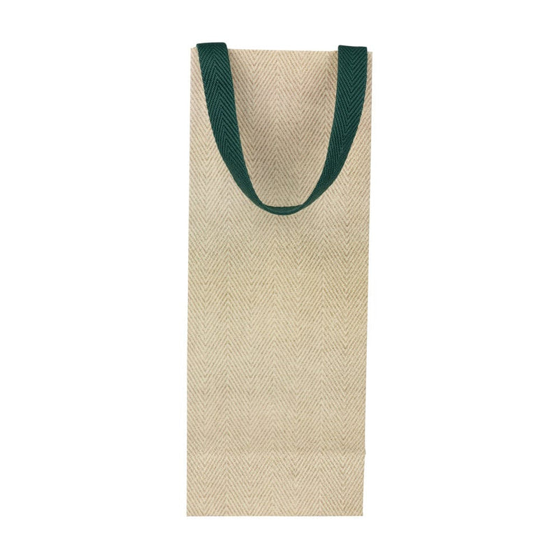 Caspari Jute And Twill Natural & Hunter Wine & Bottle Gift Bags - One Gift Bag Included