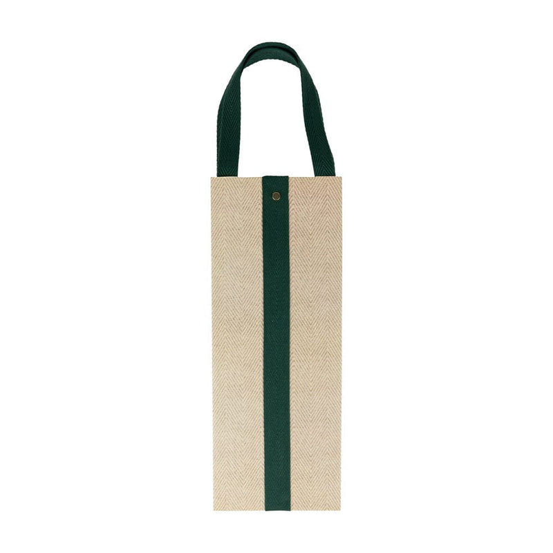 Caspari Jute And Twill Natural & Hunter Wine & Bottle Gift Bags - One Gift Bag Included
