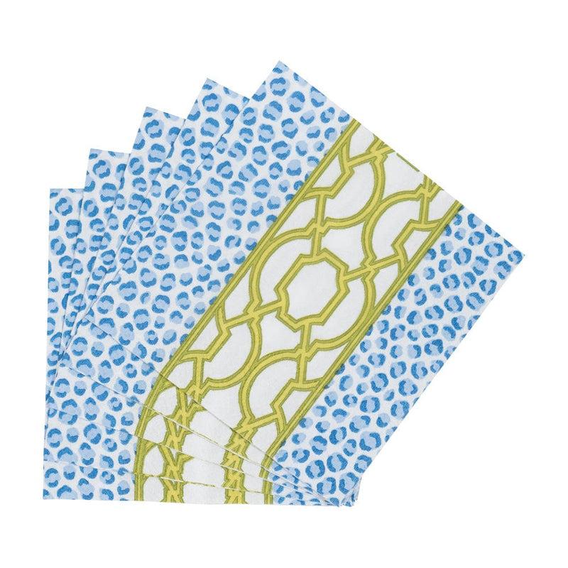 Caspari Knots And Spots Blue & Green Cocktail Napkins - 20 Per Package