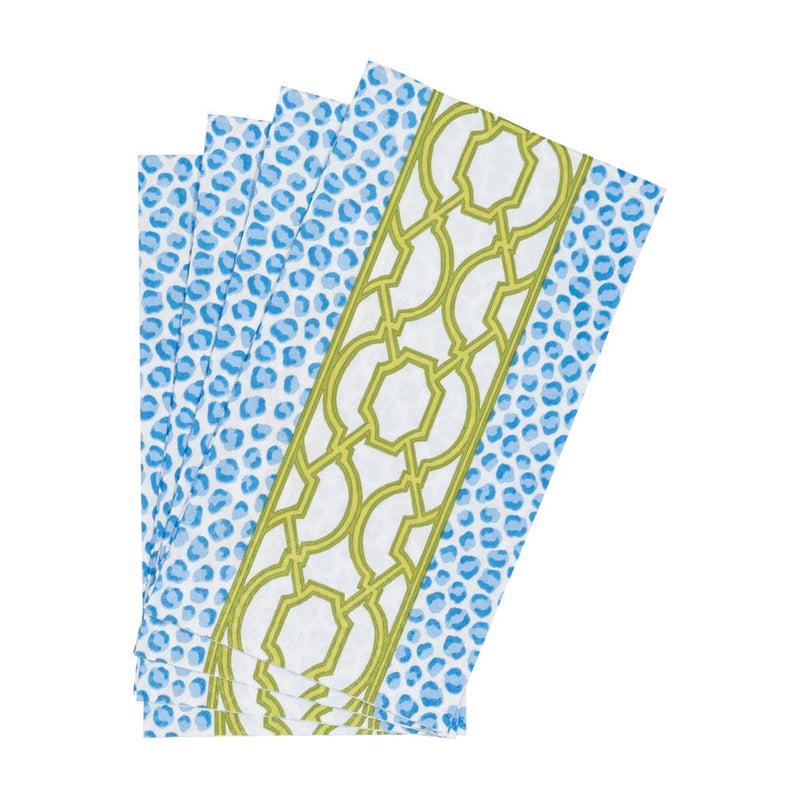 Caspari Knots And Spots Blue & Green Guest Towel Napkins - 15 Per Package