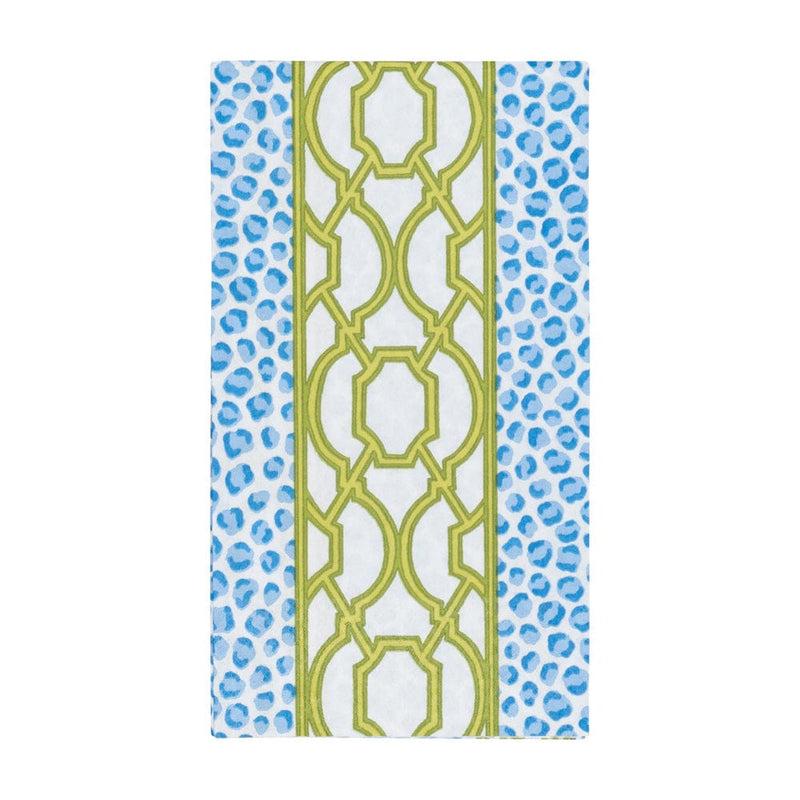 caspari Knots And Spots Blue & Green Guest Towel Napkins - 15 Per Package