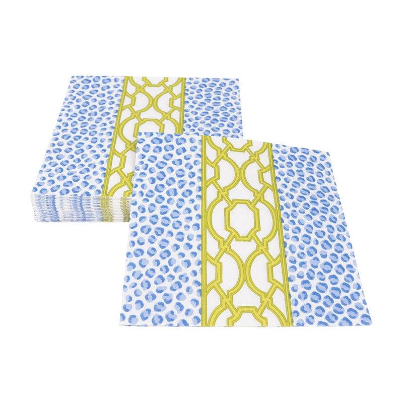 Caspari Knots And Spots Blue & Green Luncheon Napkins - 20 Per Package