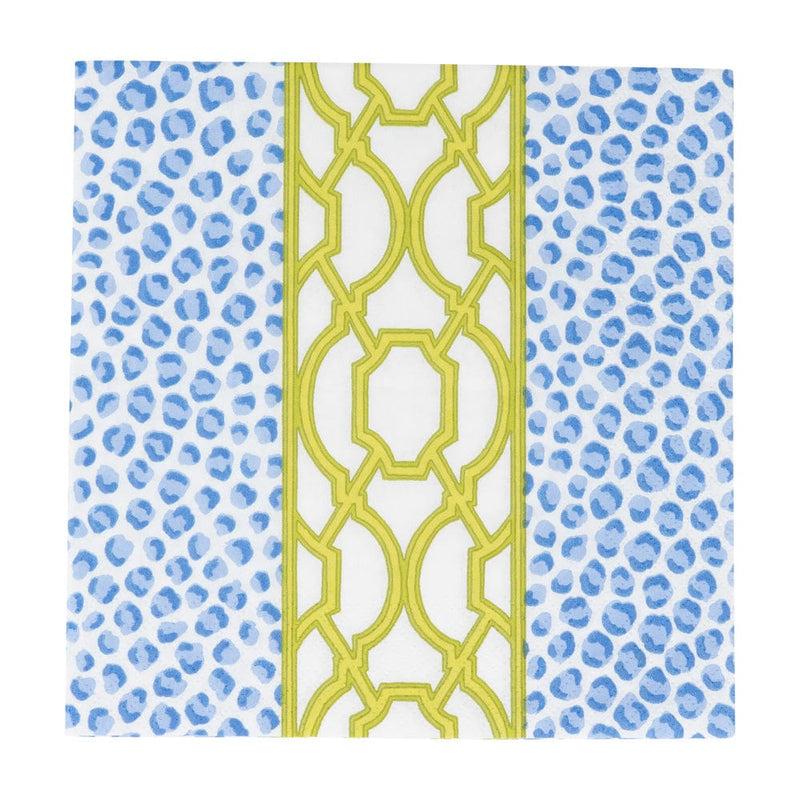 caspari Knots And Spots Blue & Green Luncheon Napkins - 20 Per Package