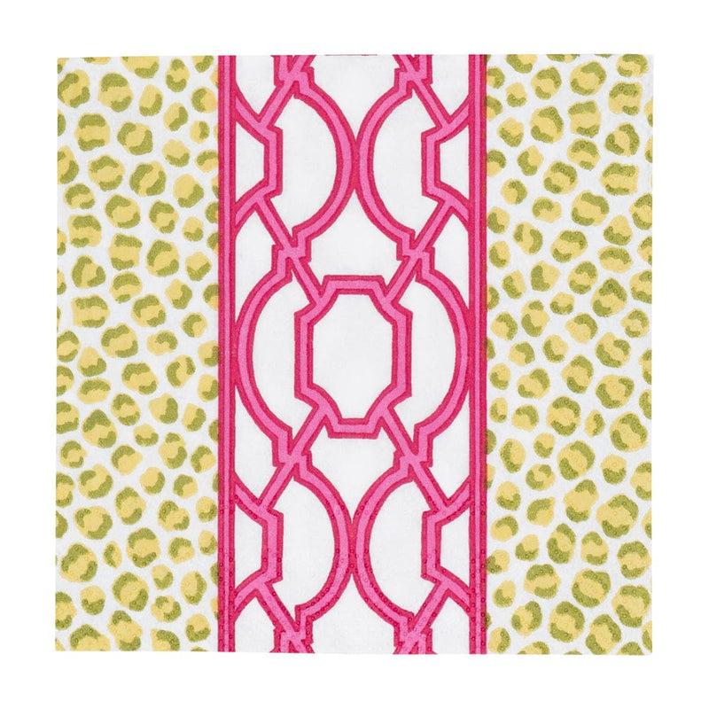 caspari Knots And Spots Green & Fuchsia Cocktail Napkins - 20 Per Package