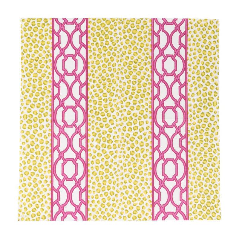 Caspari Knots And Spots Green & Fuchsia Luncheon Napkins - 20 Per Package