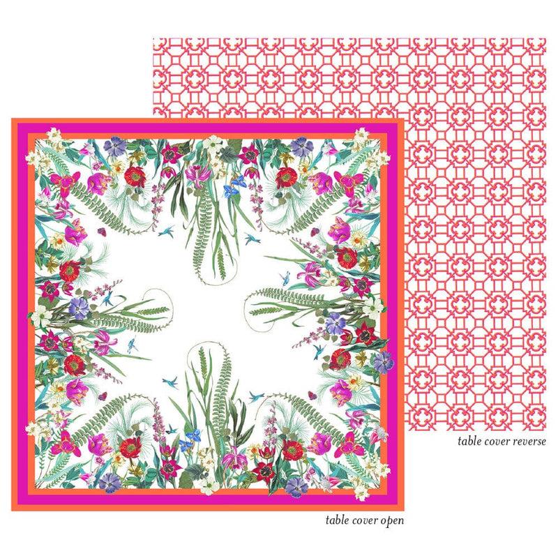 Caspari La Dolce Vita Kantha Quilt Fuchsia & Orange Table Covers - 1 Table Cover
