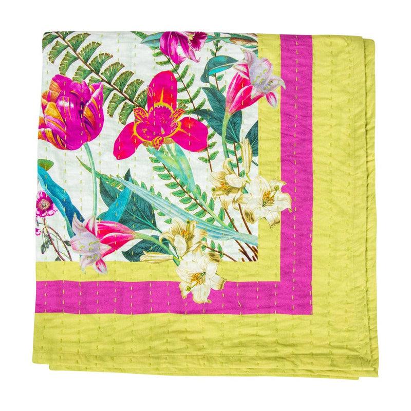 Caspari La Dolce Vita Kantha Quilt Sage & Lavender Table Covers - 1 Table Cover