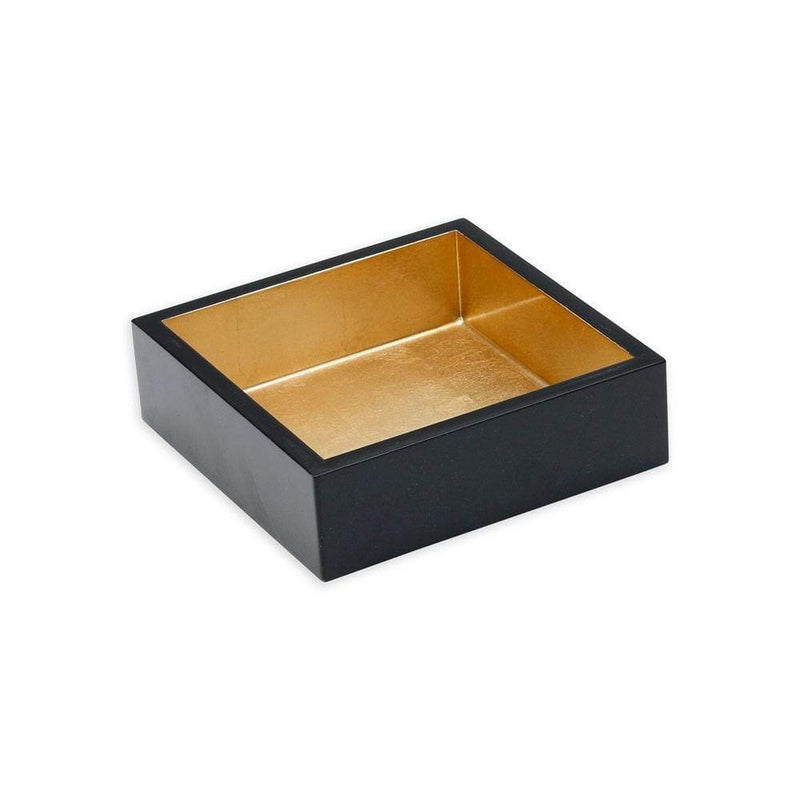 Caspari Lacquer Cocktail Napkin Holder In Black & Gold - 1 Each