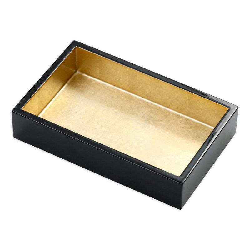 caspari Lacquer Guest Towel Napkin Holder in Black & Gold - 1 Each