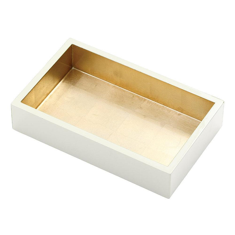 caspari Lacquer Guest Towel Napkin Holder in Ivory & Gold - 1 Each