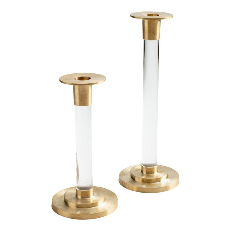 Caspari Large Brass & Resin Candlestick In Clear - 1 Each