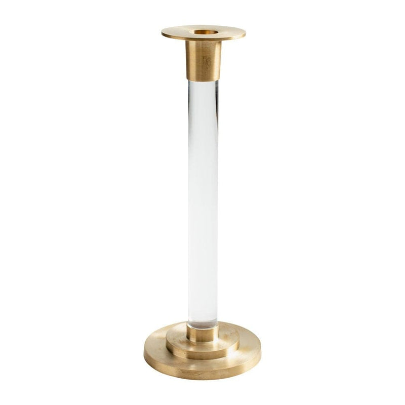 caspari Large Brass & Resin Candlestick in Clear - 1 Each