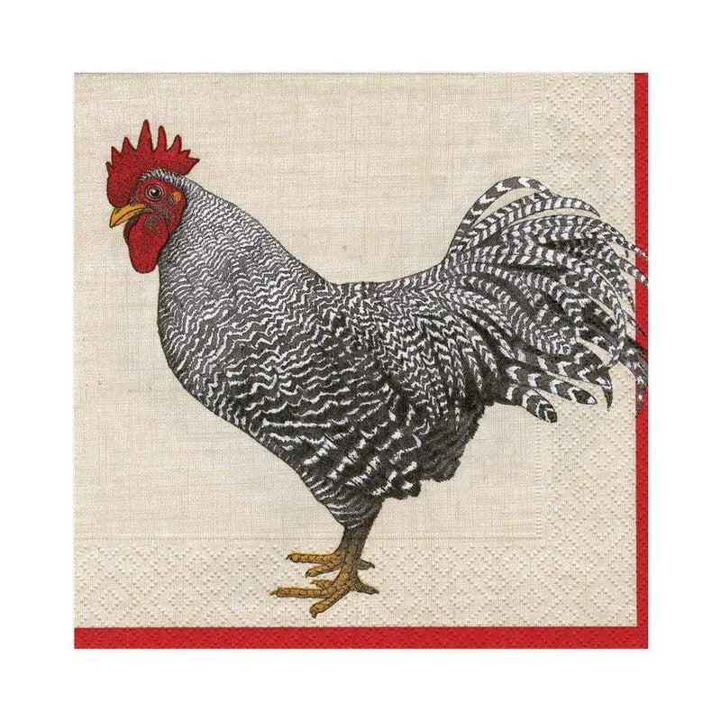 caspari Le Coq Paper Luncheon Napkins in Ivory - 20 Per Package - 2 Packages