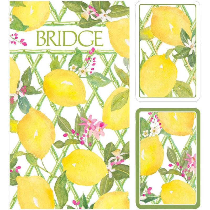 caspari Limoncello Jumbo Bridge Gift Sets - 2 Playing Card Decks & 2 Score Pads