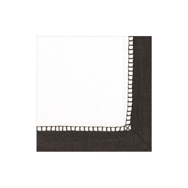 caspari Linen Border Paper Cocktail Napkins in Black - 20 Per Package
