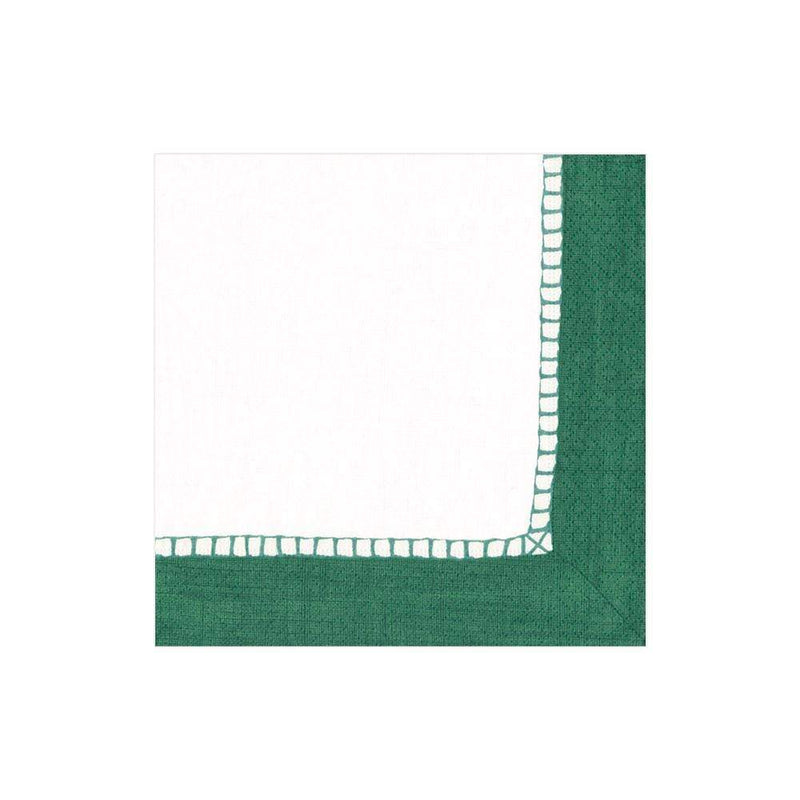 Caspari Linen Border Paper Cocktail Napkins In Emerald - 20 Per Package