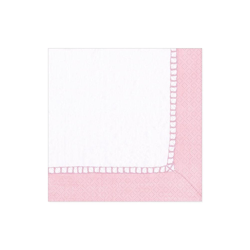 Caspari Linen Border Paper Cocktail Napkins In Petal Pink - 20 Per Package