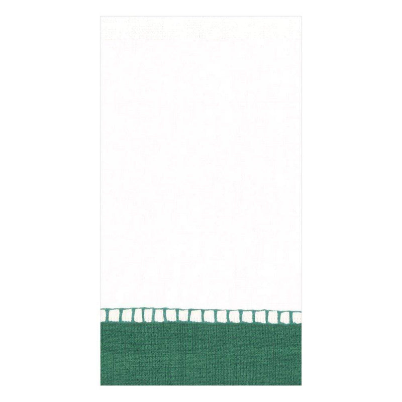 caspari Linen Border Paper Guest Towel Napkins in Emerald - 15 Per Package