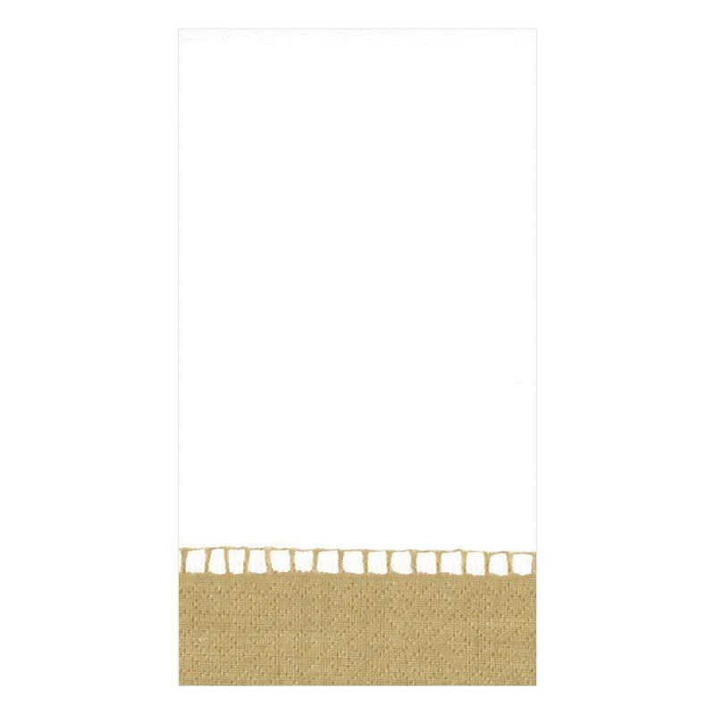 caspari Linen Border Paper Guest Towel Napkins in Gold - 15 Per Package