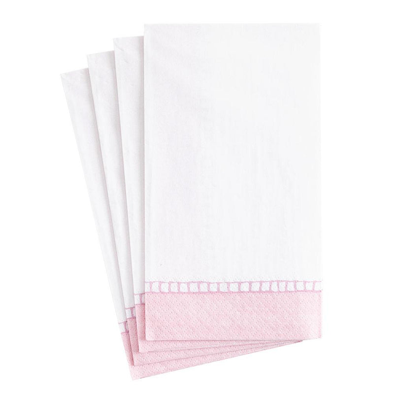 Caspari Linen Border Paper Guest Towel Napkins In Petal Pink - 15 Per Package
