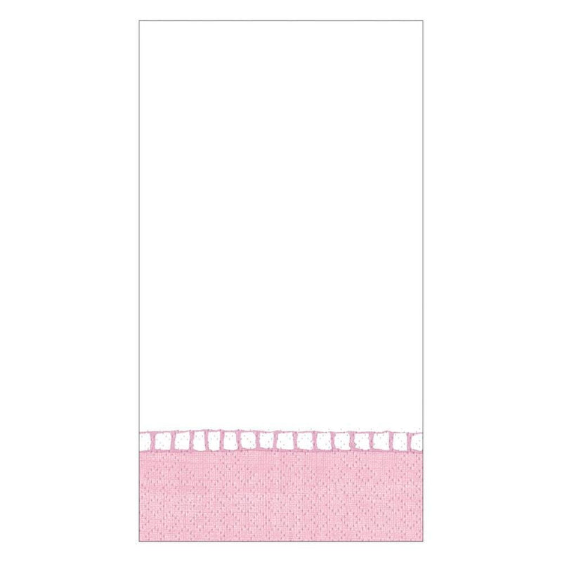 caspari Linen Border Paper Guest Towel Napkins in Petal Pink - 15 Per Package