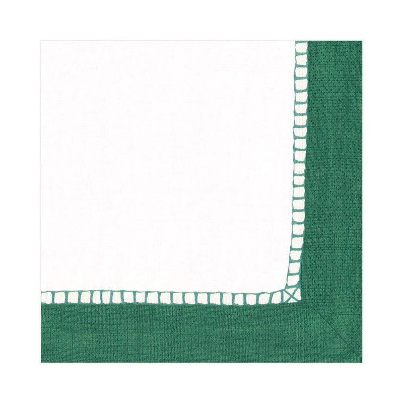 caspari Linen Border Paper Luncheon Napkins in Emerald - 20 Per Package