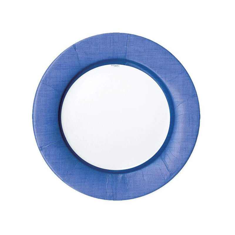 caspari Linen Border Paper Salad & Dessert Plates in Blue II - 8 Per Package