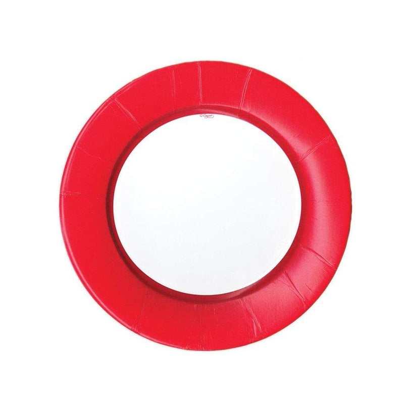 caspari Linen Border Paper Salad & Dessert Plates in Red - 8 Per Package
