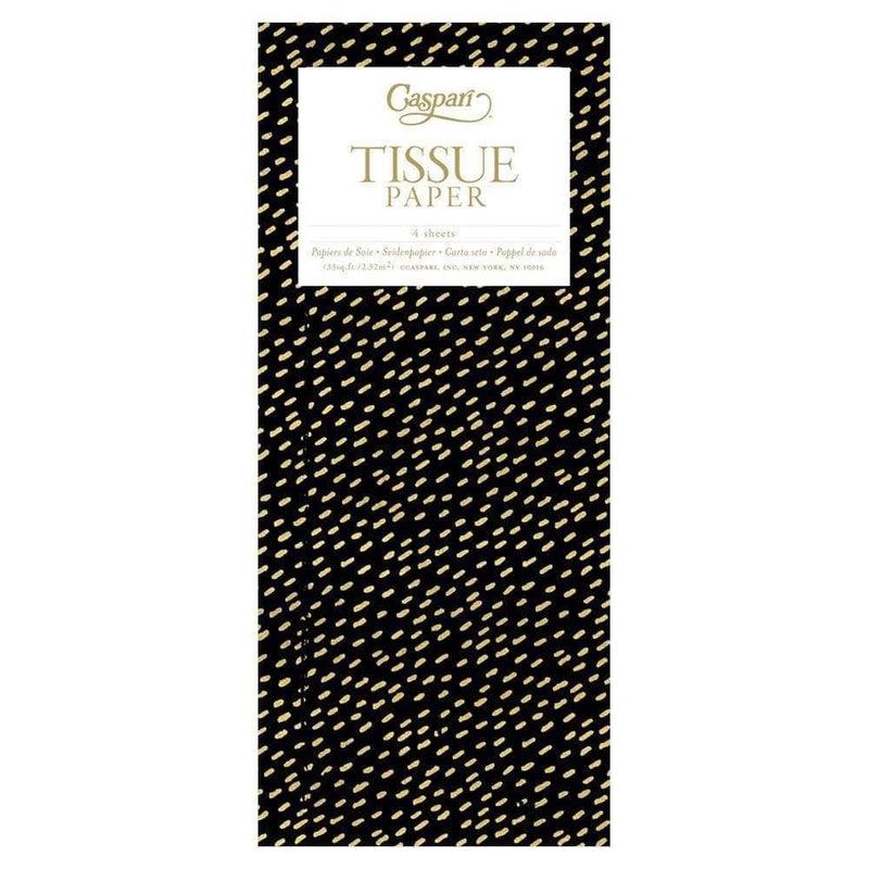 caspari Little Dash Tissue Paper in Black & Gold - 4 Sheets Included