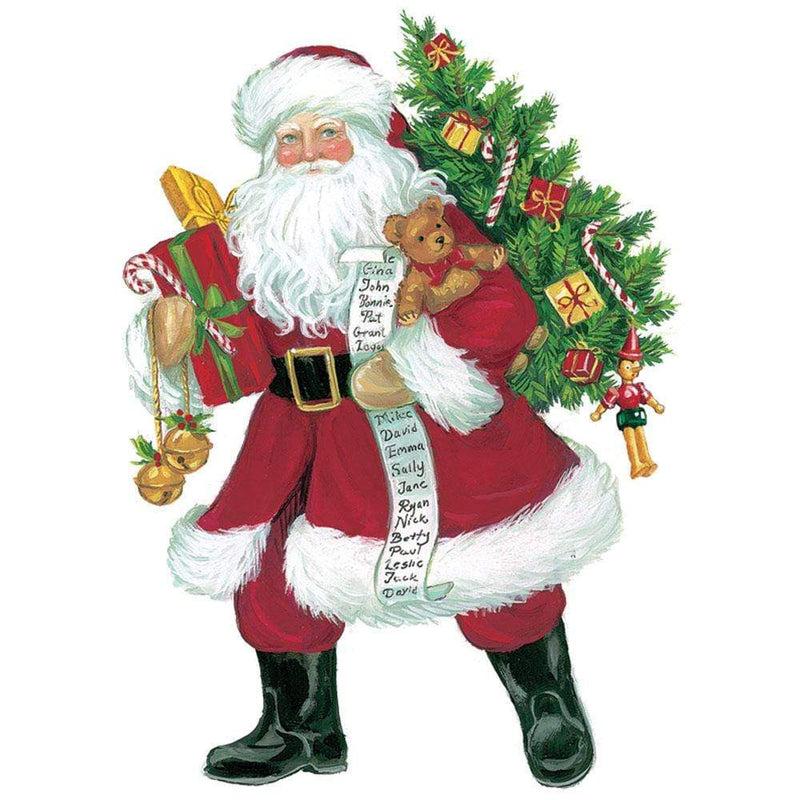 Caspari Lynn Haney Santa Decorative Die-Cut Gift Tag - 4 Per Package