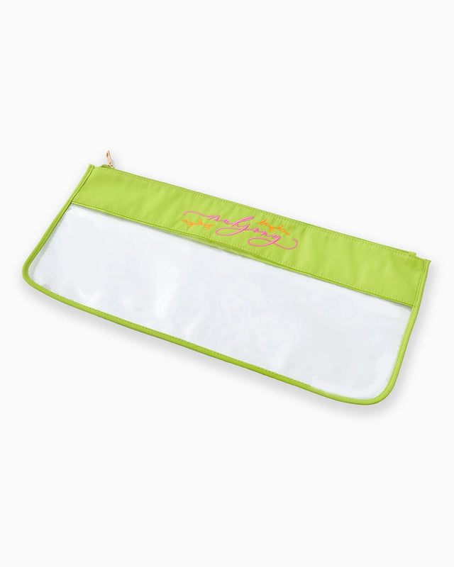 caspari Mahjong Tile Storage Bag - Chartreuse Script Mahjong