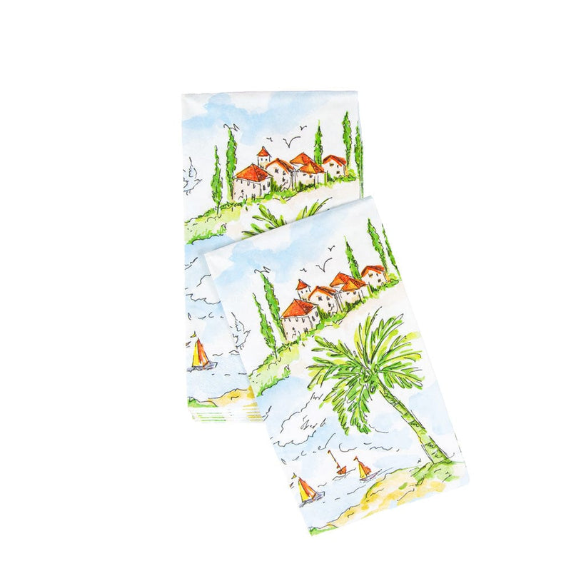Caspari Mallorca Guest Towel Napkins - 15 Per Package