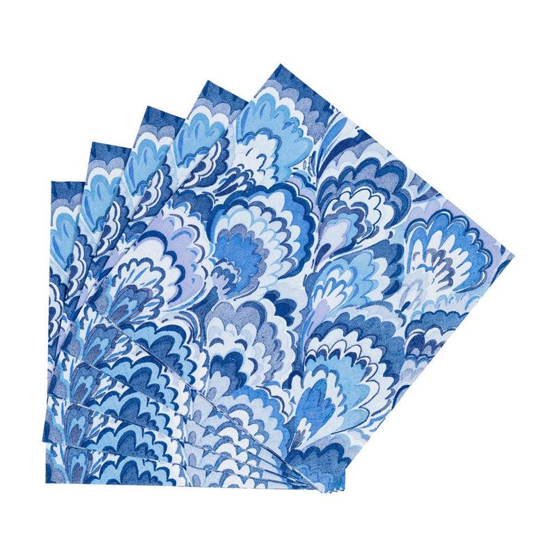 Caspari Marbled Ceramica Indigo Cocktail Napkins - 20 Per Package