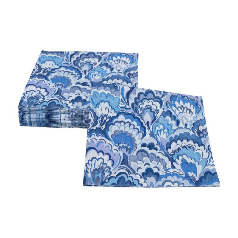 Caspari Marbled Ceramica Indigo Cocktail Napkins - 20 Per Package